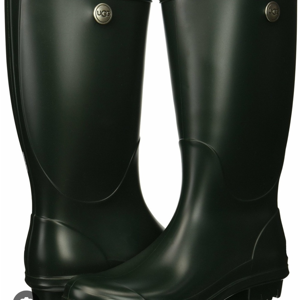 UGG Olive Green Shelby Matte Tall Rain Boots NIB - Picture 2 of 9